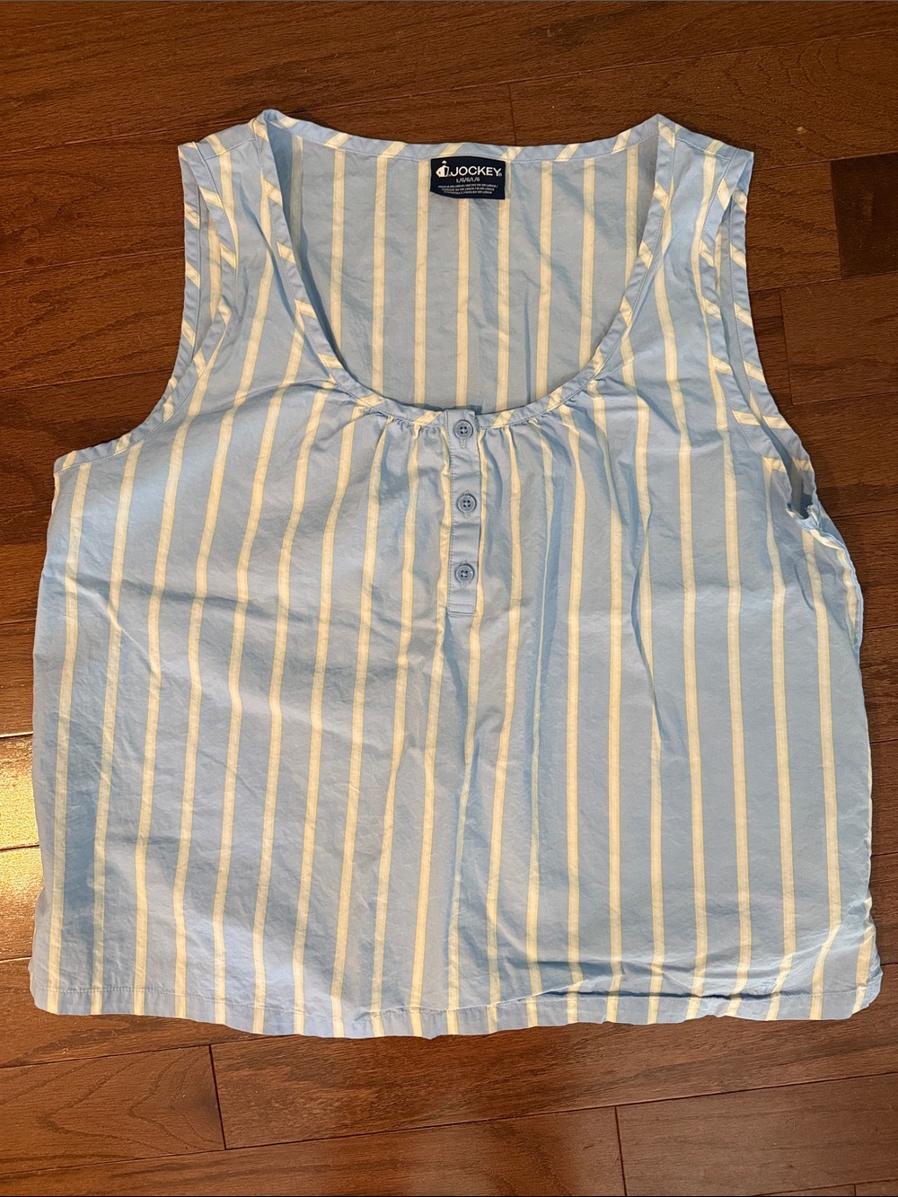 Jockey Blue, White, and Yellow Vertical Stripe Sleeveless Pajama Tank